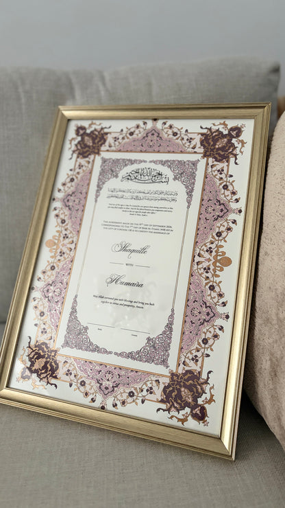 Hand-Painted Nikkahnama | Personalised Islamic Marriage Certificate