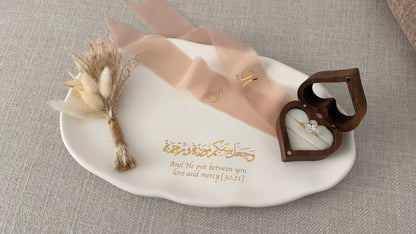 Personalized Nikkah Ring Tray & Holder | Custom Islamic Wedding & Engagement Platter with Quran Verse