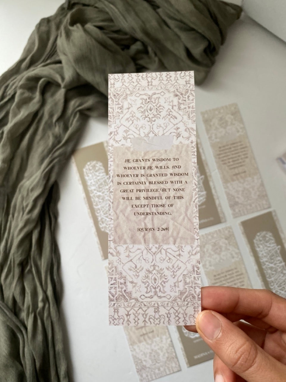 Islamic Bookmark, "He grants wisdom to whoever He wills..." Surah Baqarah 2:269